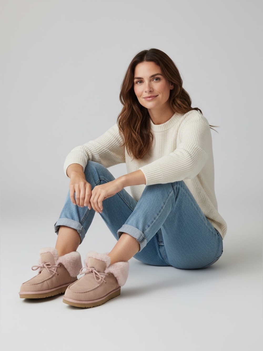 UGG Alana Wool Collar Ankle Sheepskin Boots in Pink Size 6